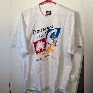 Vtg 1989 80s Dinosaurs Live White T Shirt XXL Sands Point Preserve Long Island